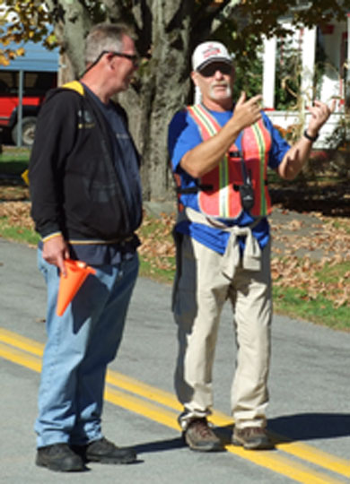 guiding traffic for the walk