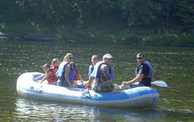 family on raft